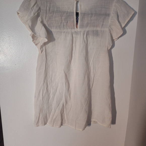 Mine Embroidered White Top with Multicolor Floral Design Size S #b/a - Picture 3 of 3